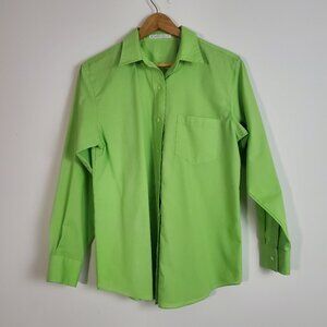 Foxcroft Women's Button Up Top 10 Green Coastal Grandma Business Casual Work